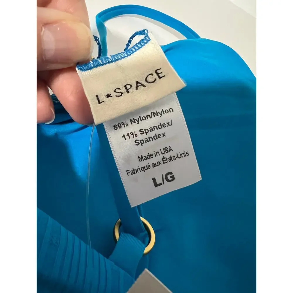 NWT L*Space Women's Ribbed Pointelle Winnie Bikini Swim Top Electric Blue Size L